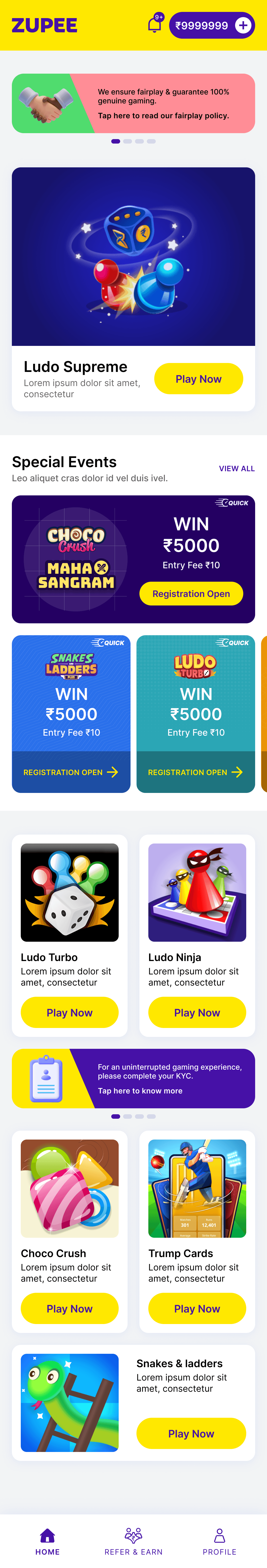 Zupee SuperApp home